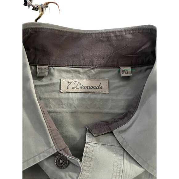 7 Diamonds Mens Double Flap Pockets Collared Long Sleeve Shirt Size XXL - Picture 6 of 16